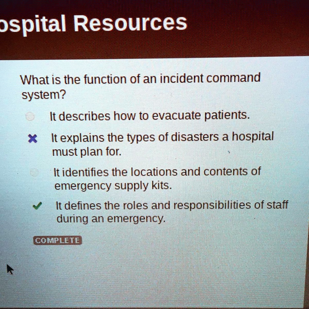 SOLVED '(ANSWER) What is the function of an incident command system
