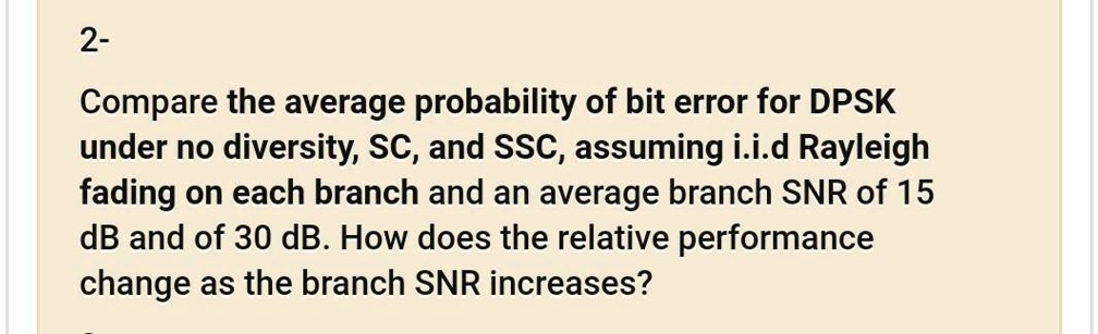 2- Compare the average probability of bit error for DPSK under no ...