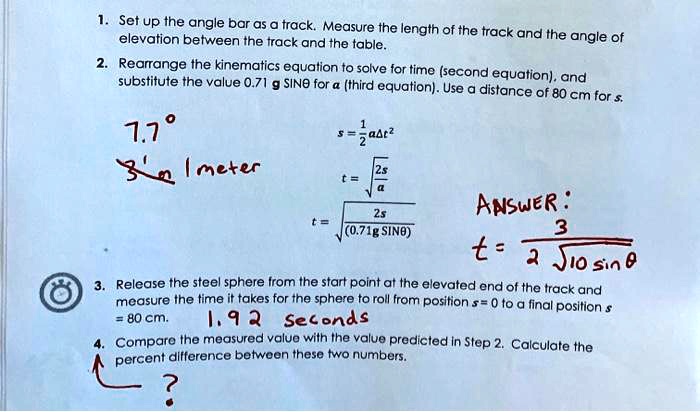Set up the angle bar as 0 track measure the length of the...