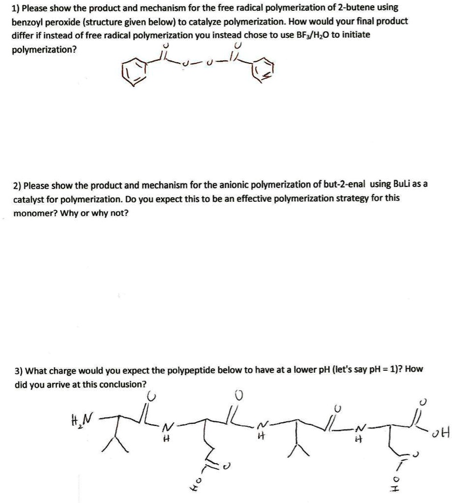 SOLVED: 1) Please show the product and mechanism for the free radical ...