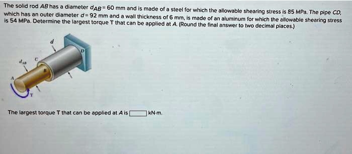 SOLVED: The solid rod AB has a diameter dAB=60 mm and is made of a ...
