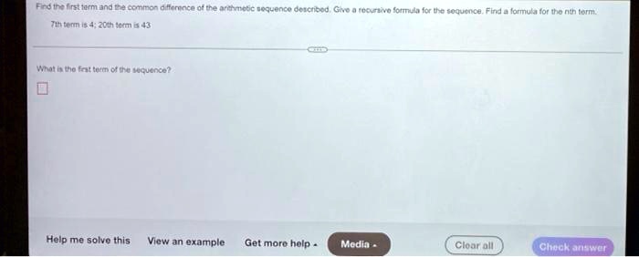 SOLVED: Find the first term and the common difference of the arithmetic ...