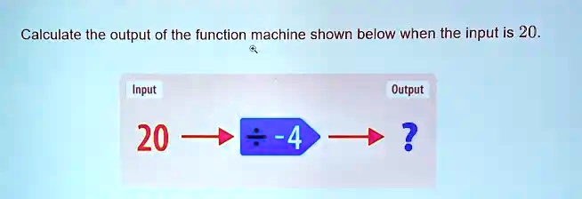 SOLVED: Calculate the output of the function machine shown below when ...