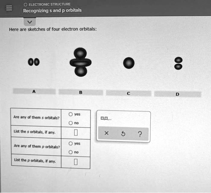 SOLVED:0 EECTRONC STRUCTURE Recognizing $ and p orbitals Here are ...