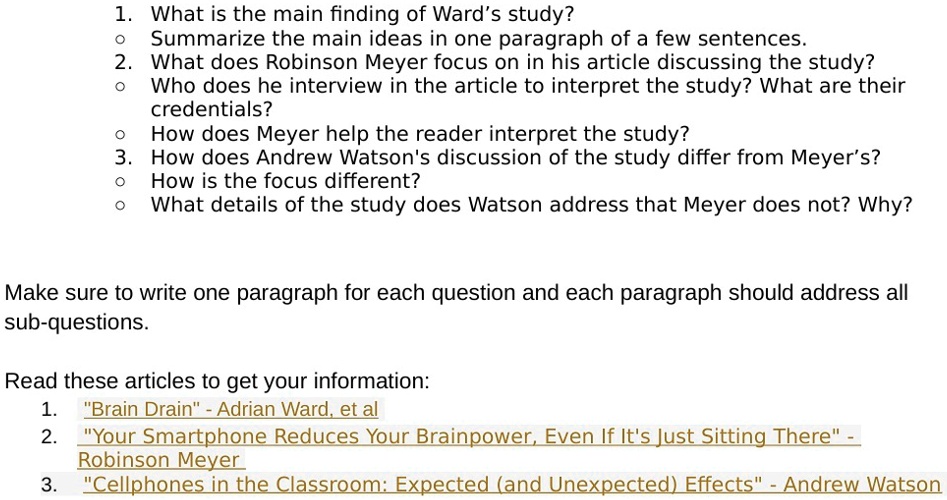 what is the main finding of wards study summarize the main ideas in one
