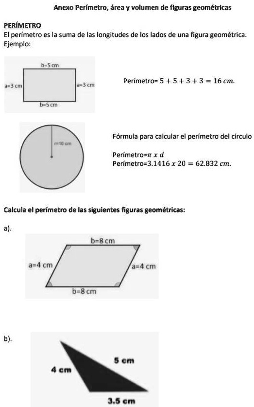 SOLVED: ayuden con la imagen Anexo Perímetro, área volumen de figuras ...