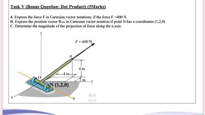 SOLVED: Task V(Bonus Question: Dat Product) (SMarks Express the force ...