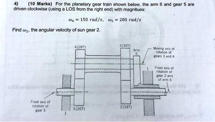 Gear Rotation Questions SOLVED: 10 Marks) For the planetary gear train shown below, the arm 6 ...