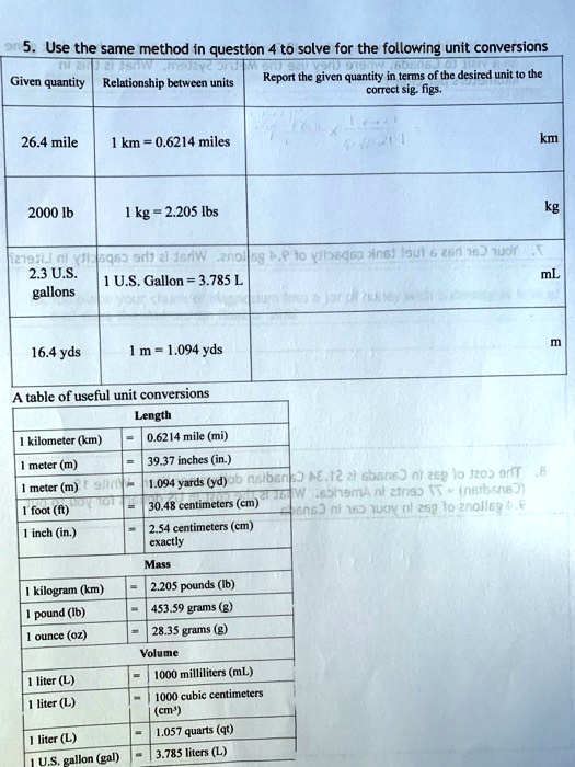 SOLVED Use the same method in question to solve for the following unit
