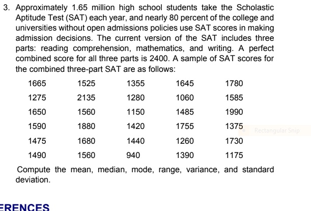 Descriptive statistics for mean Scholastic Aptitude Test scores