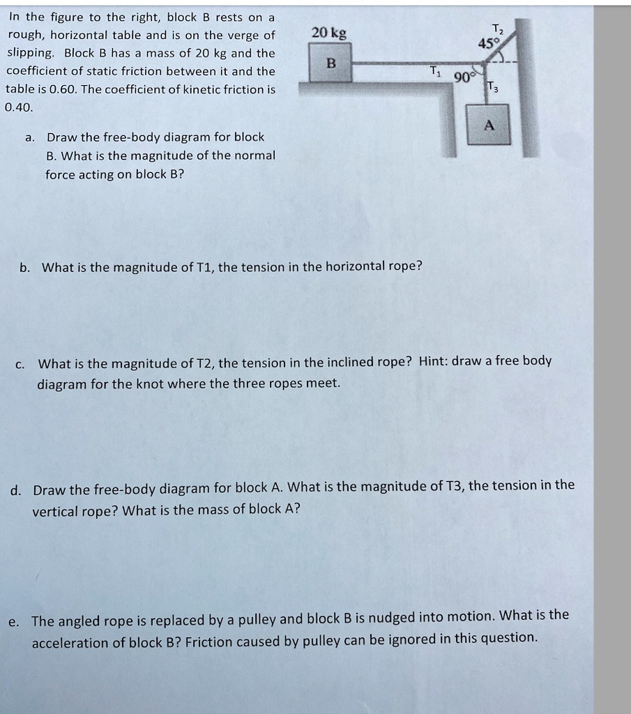 [GET ANSWER] In the figure to the right, block B rests on a rough ...