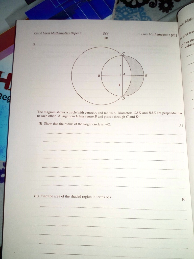 CIE A Level Mathematics Paper 1 566 10 Pure Mathematics 1 (P1) 7 C A B ...