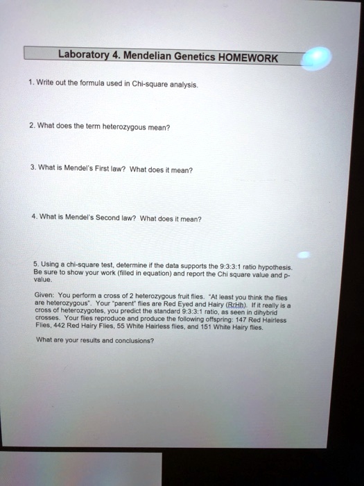 SOLVED Laboratory 4. Mendelian HOMEWORK Write Dut Ine formula