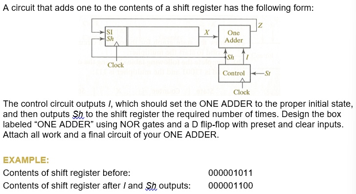 SOLVED: A circuit that adds one to the contents of a shift register has ...