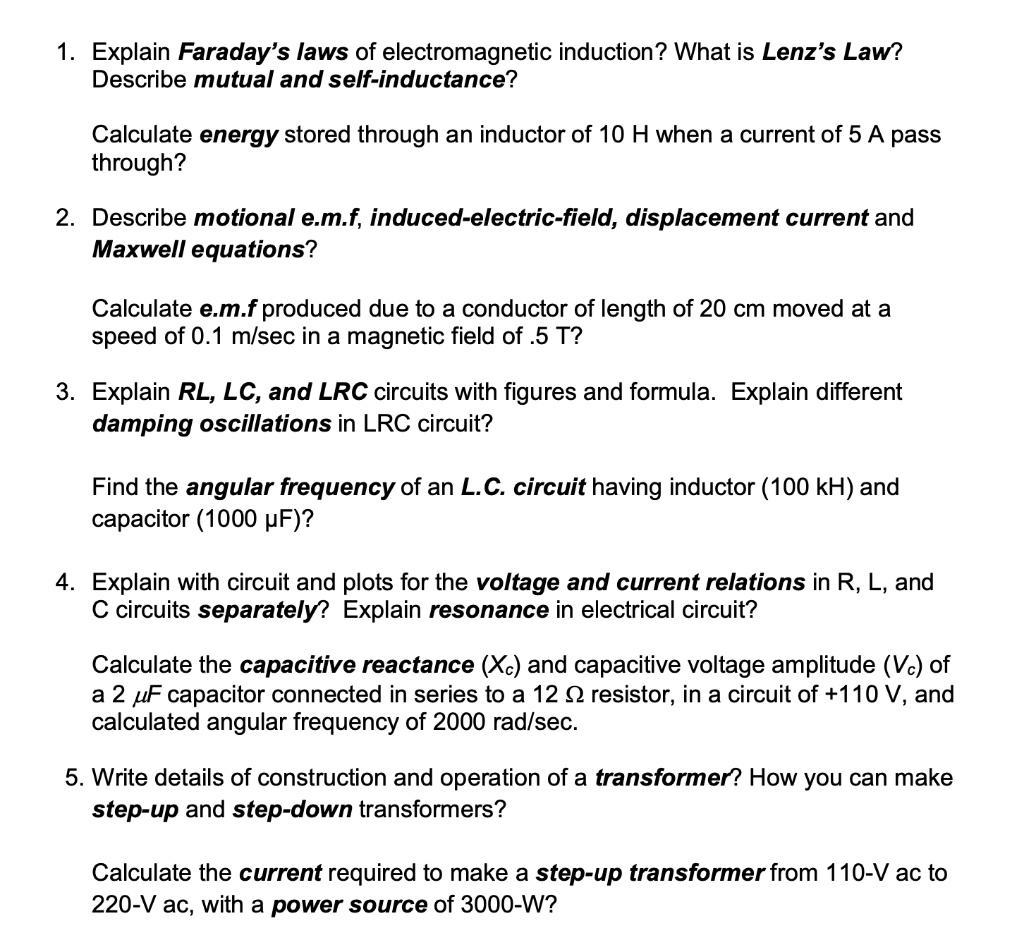 SOLVED: Explain Faraday's laws of electromagnetic induction. What is ...