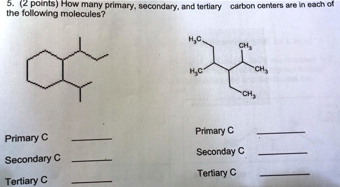 5. (2 points) How many primary, secondary, and tertiary...