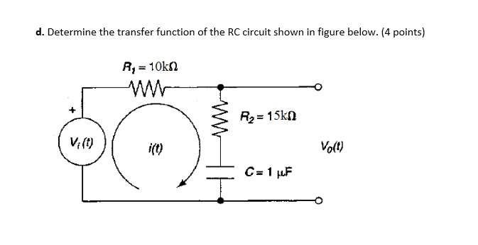 SOLVED: Determine the transfer function of the RC circuit shown in ...