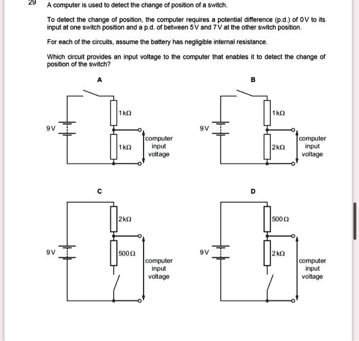 29 A computer is used to detect the change of position of a switch. To ...