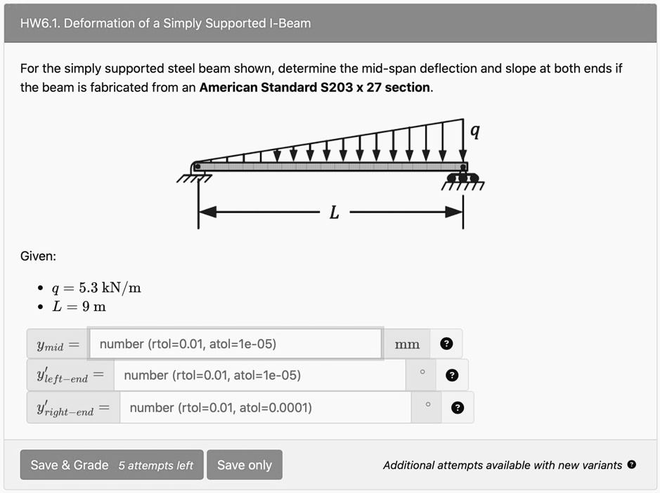 HW6.1. Deformation of a Simply Supported I-Beam For the simply ...