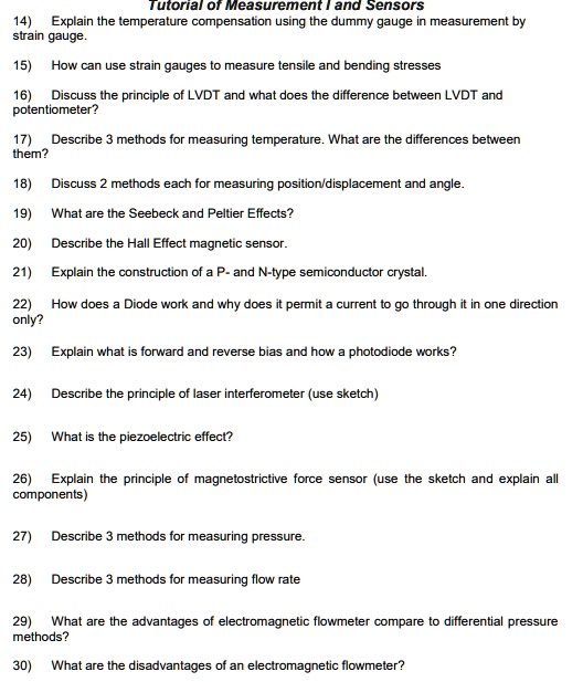 SOLVED Texts Tutorial of Measurement and Sensors 14) Explain the