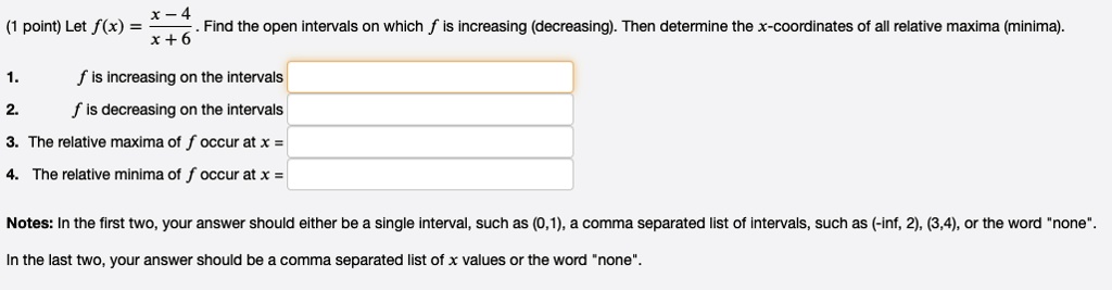 SOLVED: X- point) Let f(x) = Find the open intervals on which is ...