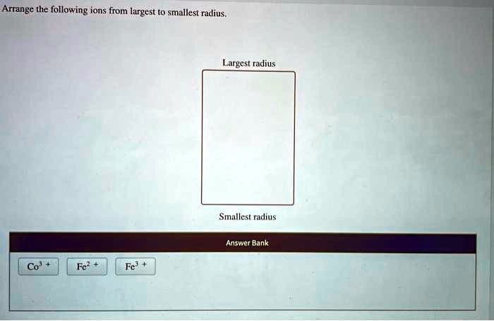 Arrange The Ions From Largest To Smallest.