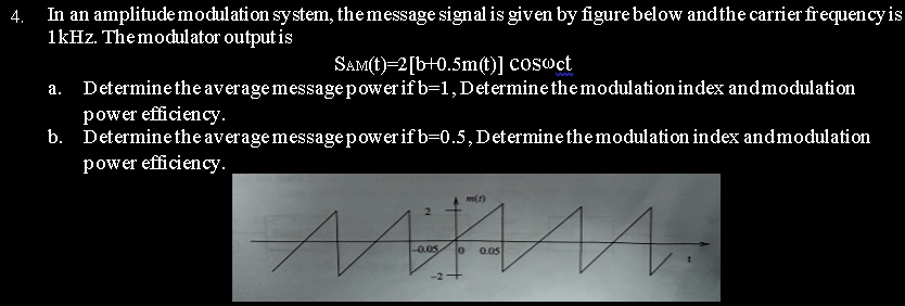 Solved In An Amplitude Modulation System The Message Signal Is Given By Figure Below And The 2882