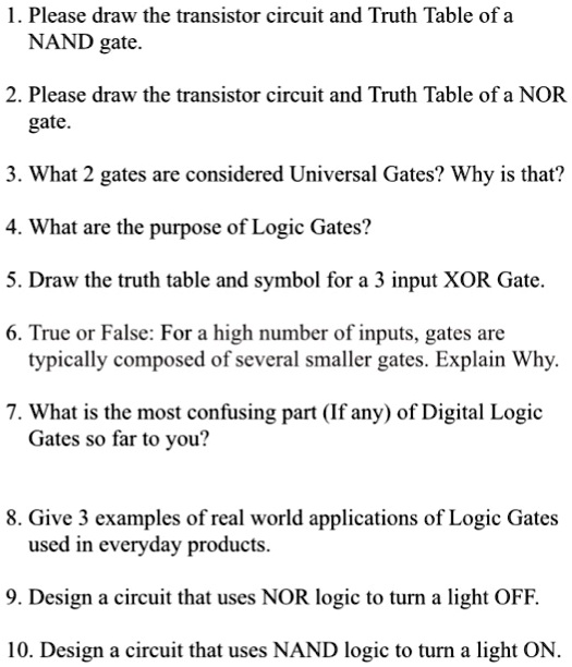 SOLVED: l.Please draw the transistor circuit and Truth Table of a NAND ...