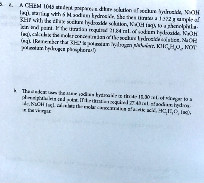 SOLVED A CHEM 1045 student prepares an aqueous (aq) dilute solution of