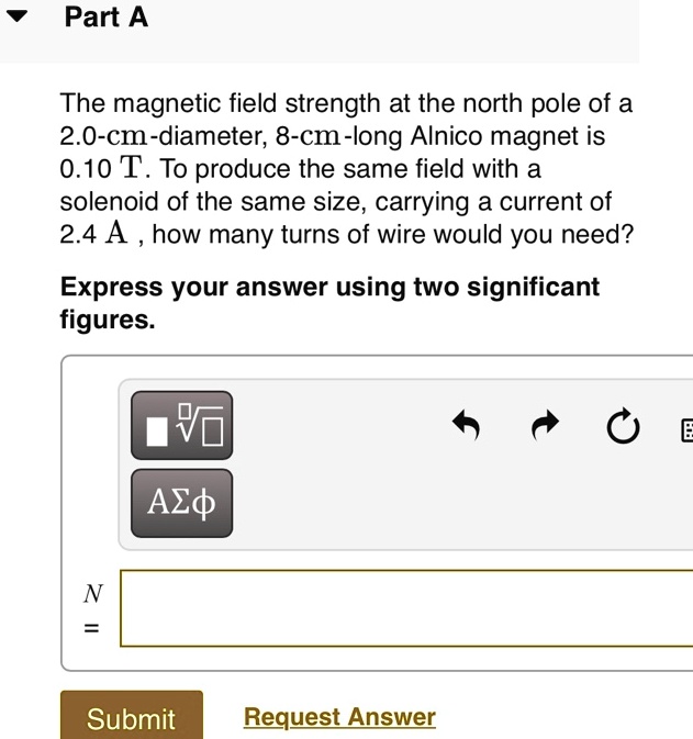 The field strength at the north pole of a 2.0cmdiameter, 8