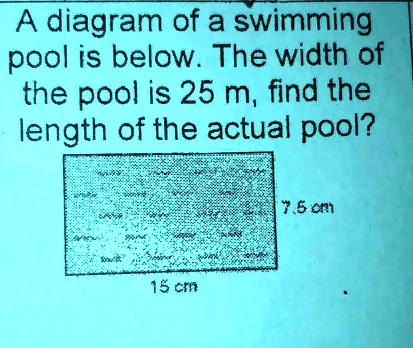 a diagram of a swimming pool is below the width of the pool is 25 m ...