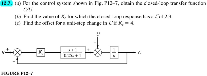 12.7.(a) For the control system shown in Fig.P12-7, obtain the closed ...