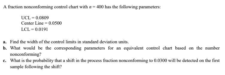 a fraction nonconforing control chart with 400 has the following ...