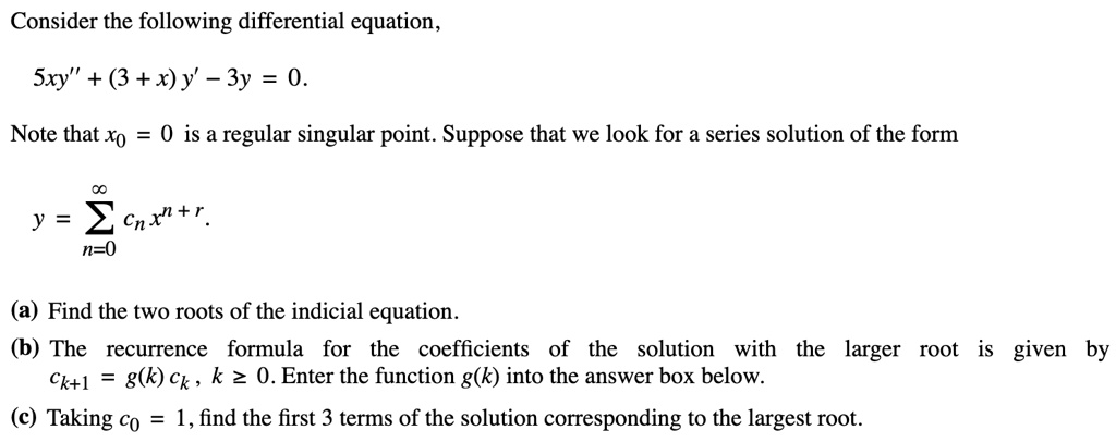 SOLVED: Consider the following differential equation, Sxy