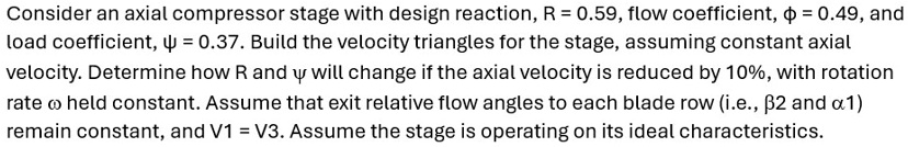 consider an axial compressor stage with design reaction r 059 flow ...