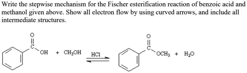 Write the stepwise mechanism for the Fischer esterification reaction of ...
