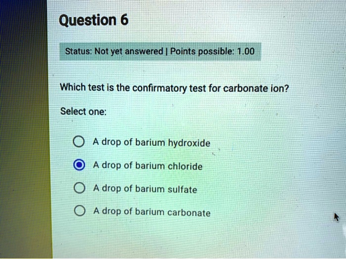 SOLVED Question 6 Status Not yet answered Points possible 1.00
