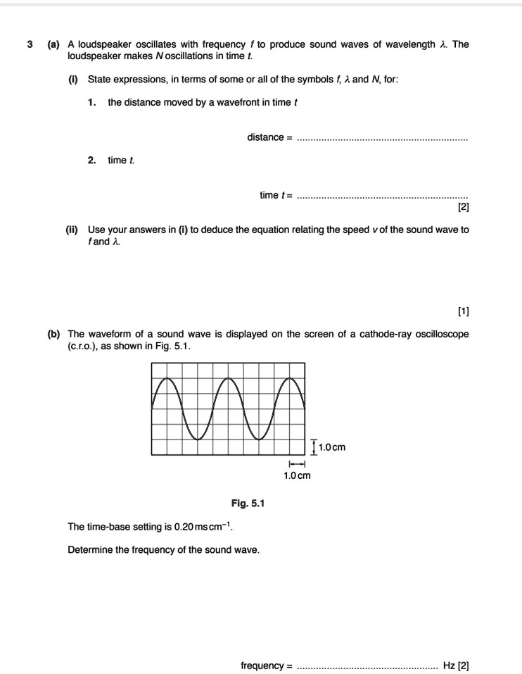 3 loudspeaker oscillates with frequency to produce sound waves of