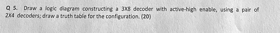 draw logic diagram constructing 3x8 decoder with active high enable ...