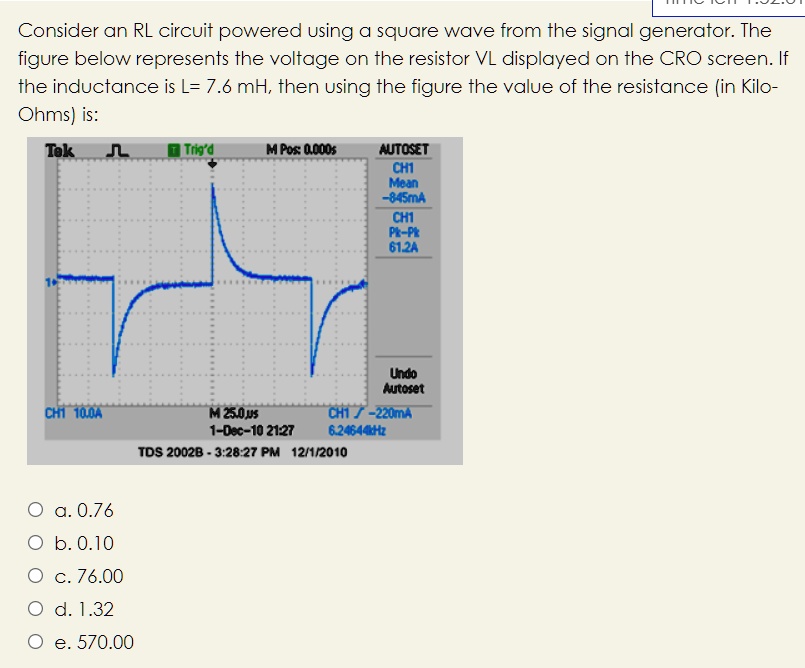 SOLVEDConsider an RL circuit powered using square wave from the signal