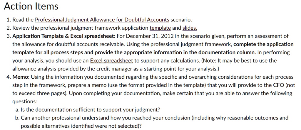 Professional Judgment Example Scenario Action Items Read the Professional Judgment Allowance for Doubtful ...