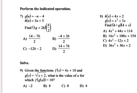 Solved Perform The Indicaled Oprration Eln Hln Sn Find 3g 2 4 4 Zb 1sh 8 H6 4r 2 Sl X X Find H E Gk4 X A 4 44 104 B