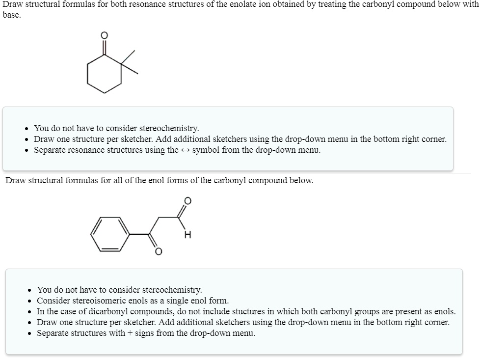 SOLVED Draw structural formulas for both resonance structures of the