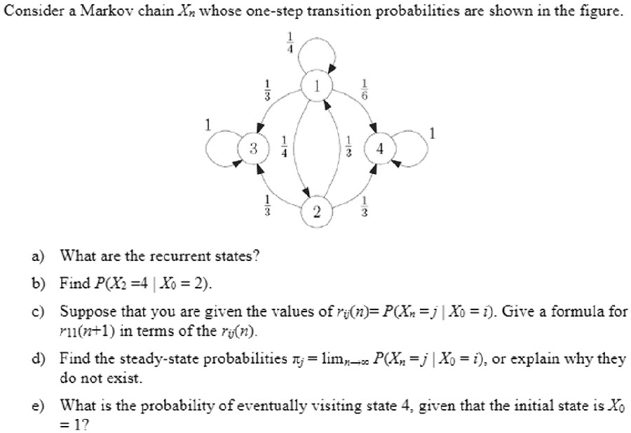 SOLVED Consider a Markov chain L whose Onestep transition probabilities are shown in the