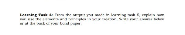 SOLVED: Learning Task 4: From the output you made in learning task 5 ...