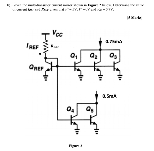 Rref Current B) Given the multi-transistor current mirror shown in Figure...