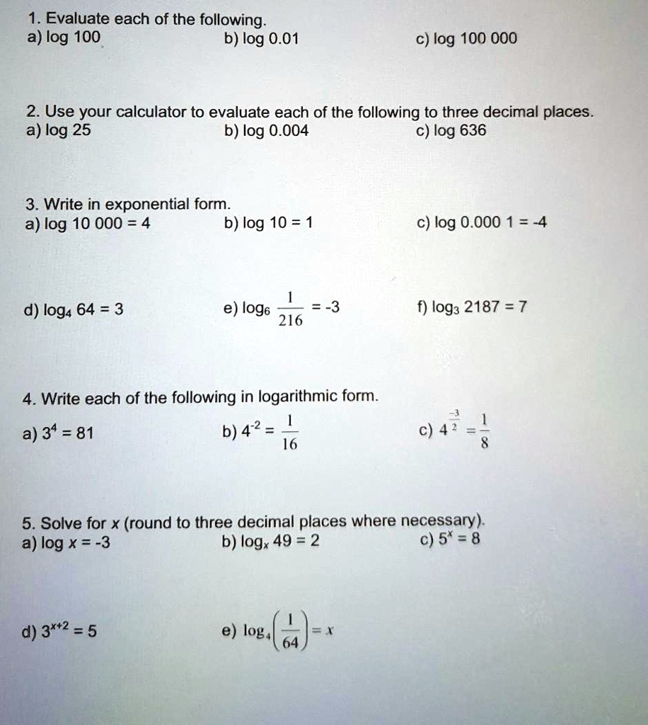 Solved Evaluate without using calcular.to (3 1) logg, 3