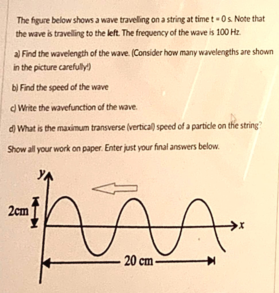 SOLVED: The figure below shows a wave traveling on 3 strings at time t ...