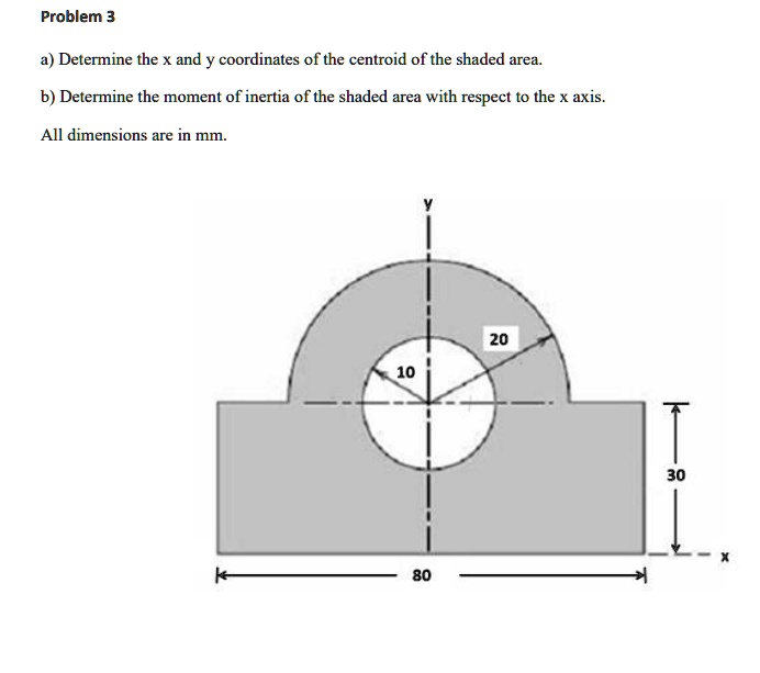 Problem 3 a) Determine the x and y coordinates of the centroid of the ...