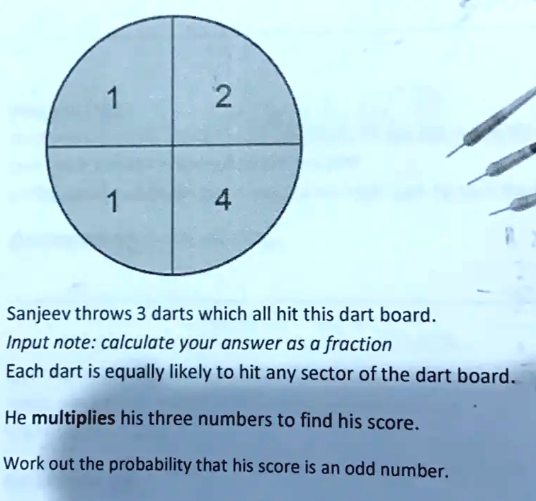 N p Sanjeev throws 3 darts which all hit this dart board. Input note